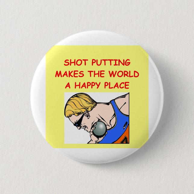 shot put puting putter 2 inch round button (Front)