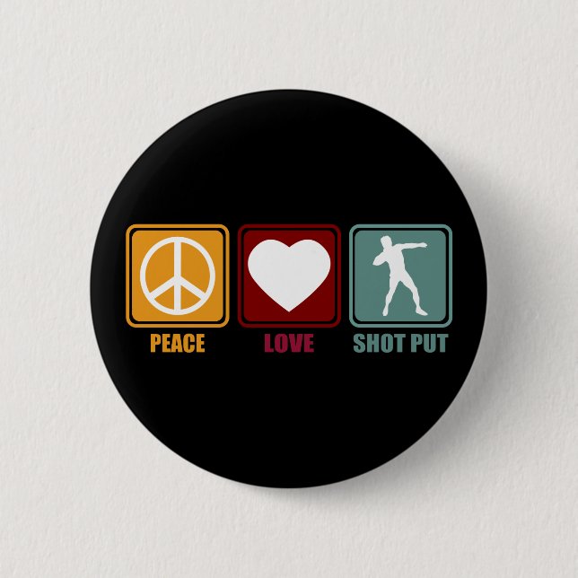 Shot Put Putter Dad Girl Peace Love Design Gift 2 Inch Round Button (Front)