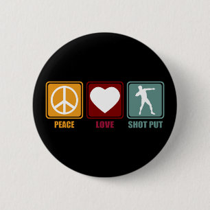 Shot Put Putter Dad Girl Peace Love Design Gift 2 Inch Round Button