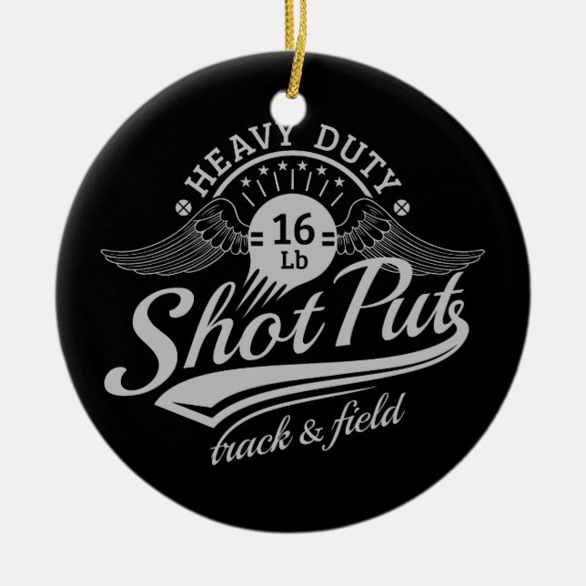 shot put wings ceramic ornament (Front)