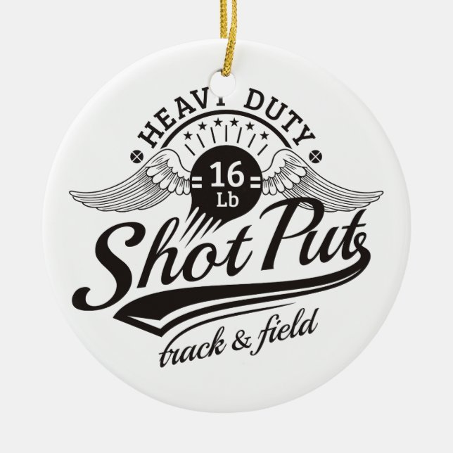 shot put wings ceramic ornament (Front)