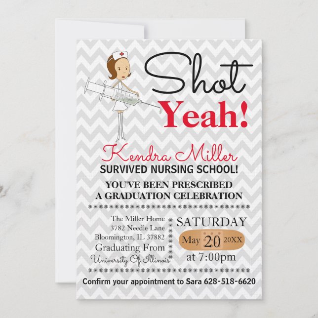 Shot Yeah! Nursing School Graduation Invitation (Front)