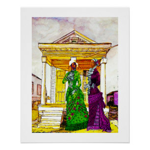 Shotgun House Sisters – New Orleans Watercolor  Poster
