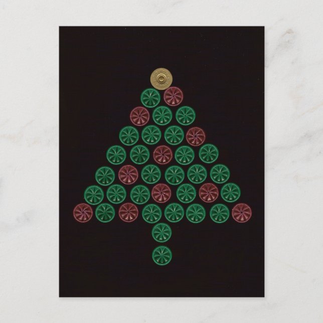 Shotgun Shell Christmas Tree Holiday Postcard (Front)