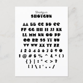 Shotgun - Zazzle Font Sampler Sheet Postcard