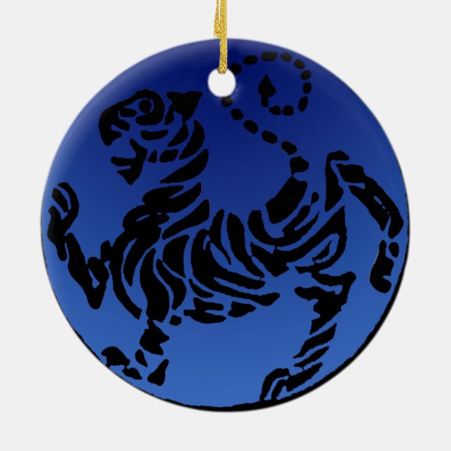 Shotokan Black & Blue Tiger Ceramic Ornament (Back)