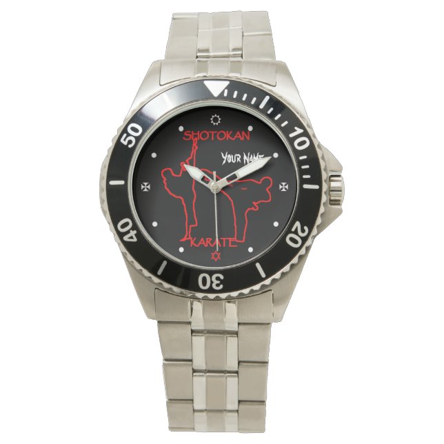 Shotokan Karate Black Belt Custom Name Watch (Front)