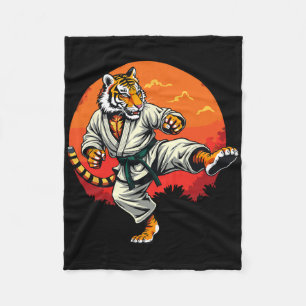 Shotokan Karate Fighter Martial Arts Tiger Funny K Fleece Blanket