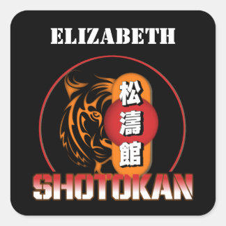 Shotokan Karate Tiger and Japanese Kanji Your Name Square Sticker