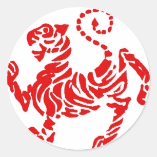 Shotokan Red Rising Sun Tiger Japanese Karate Classic Round Sticker