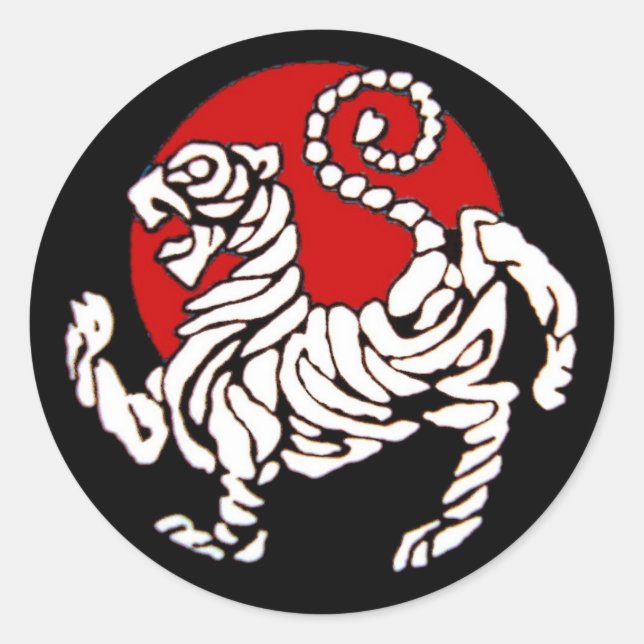 Shotokan Tiger Rising Sun Classic Round Sticker (Front)