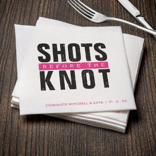Shots Before the Knot Hot Pink Bachelorette Party Napkin