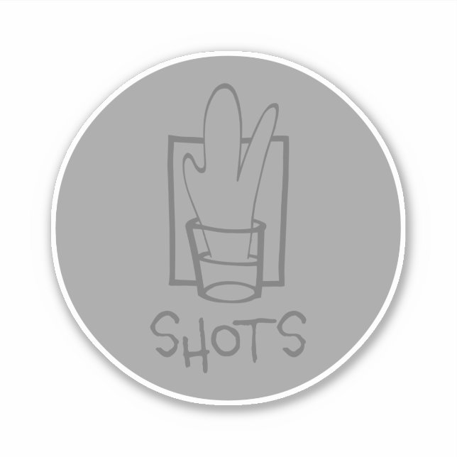 Shots Round Grey Custom-Cut Vinyl Sticker (Front)
