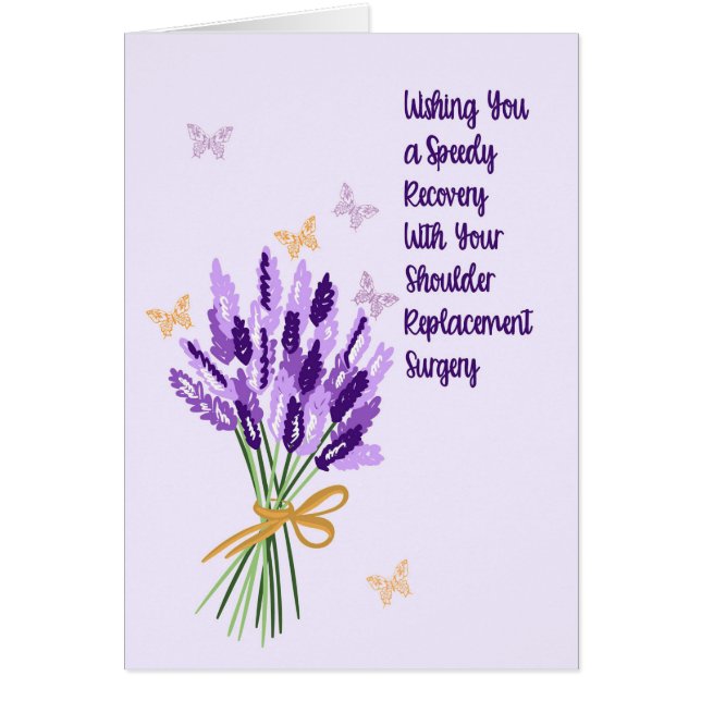 Shoulder Replacement Surgery Card Lavender Flowers (Front)