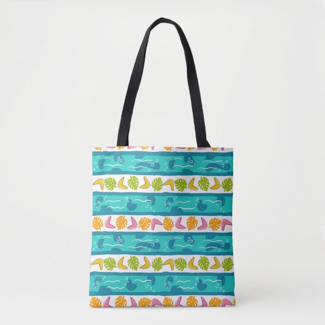 Shoulder Tote Bag in Wave Lengths - White (Front)