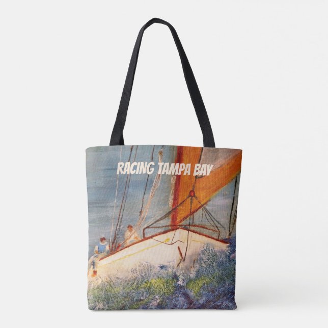 Shoulder Tote Bag -  Sailboat Racing  (Back)
