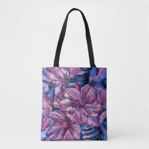 Shoulder Tote, Cherry Blossoms Blue Tote Bag