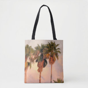 Shoulder Tote Three Palm Trees Sunset