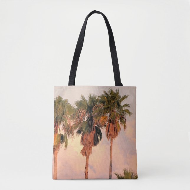 Shoulder Tote Three Palm Trees Sunset (Front)