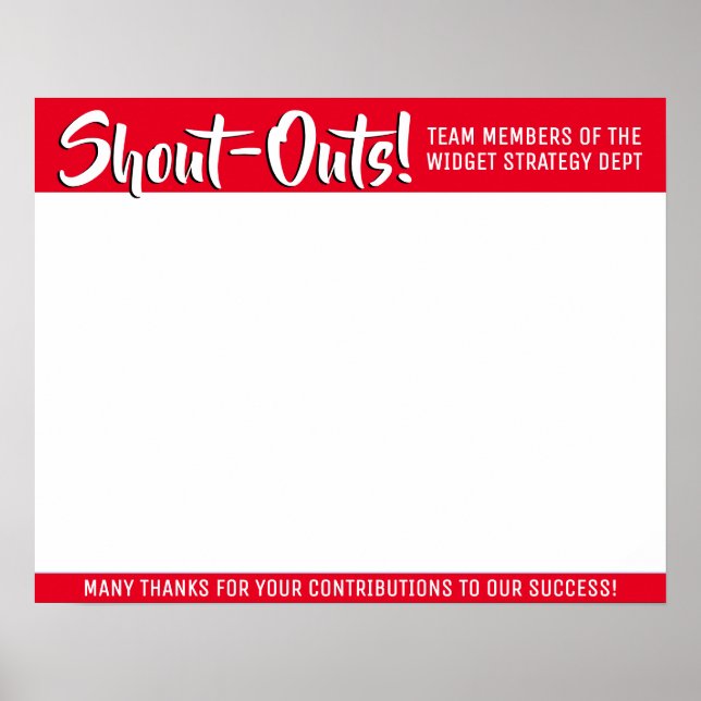 Shout out board employee daily kudos post-its poster (Front)