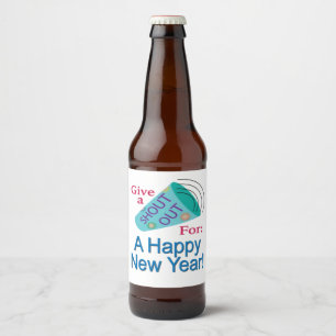 Shout Out for A Happy New Year Beer Bottle Label