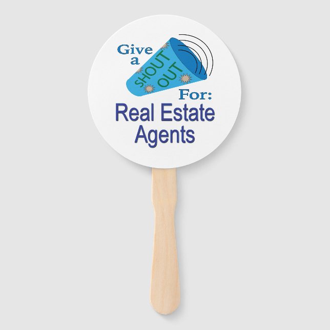 Shout Out for Real Estate Agents Hand Fan (Front)