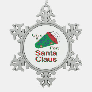 Shout Out for Santa Claus Snowflake Pewter Christmas Ornament