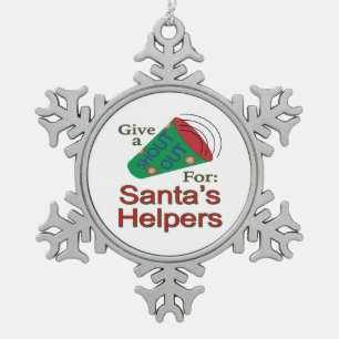 Shout Out for Santa's Helpers Snowflake Pewter Christmas Ornament