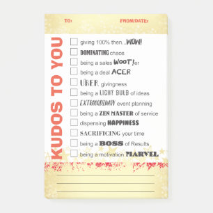 Shout out kudos employee recognition post-it award post-it notes