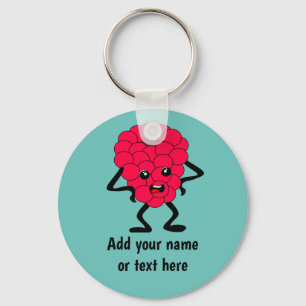 Shouty Raspberry - funny angry fruit guy on custom Keychain