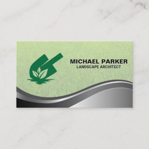 Shovel Leave Logo   Grass Gardening Business Card