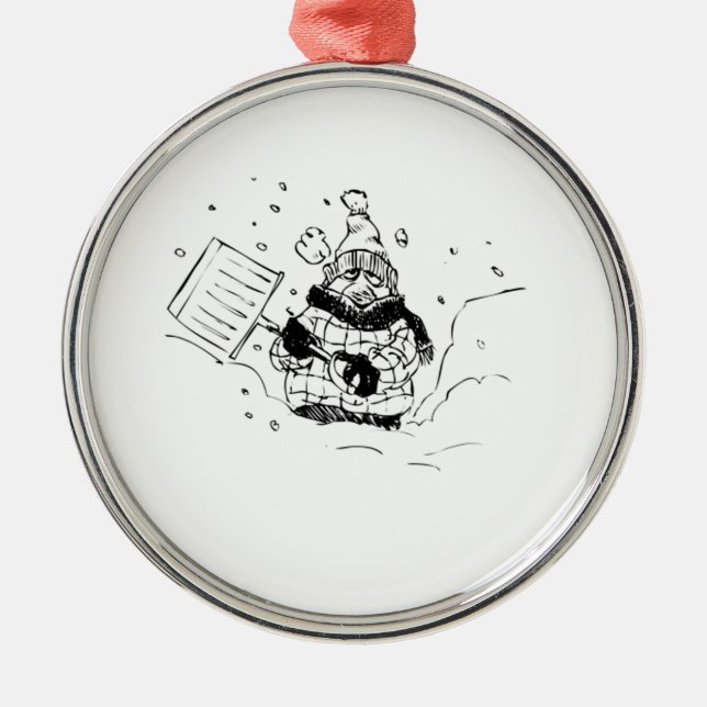 Shoveling Snow Metal Ornament (Front)