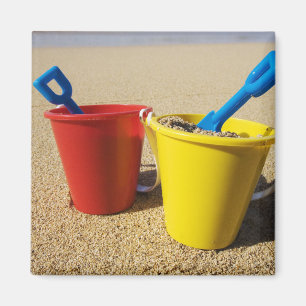 Shovels And Pails On Sandy Beach Magnet