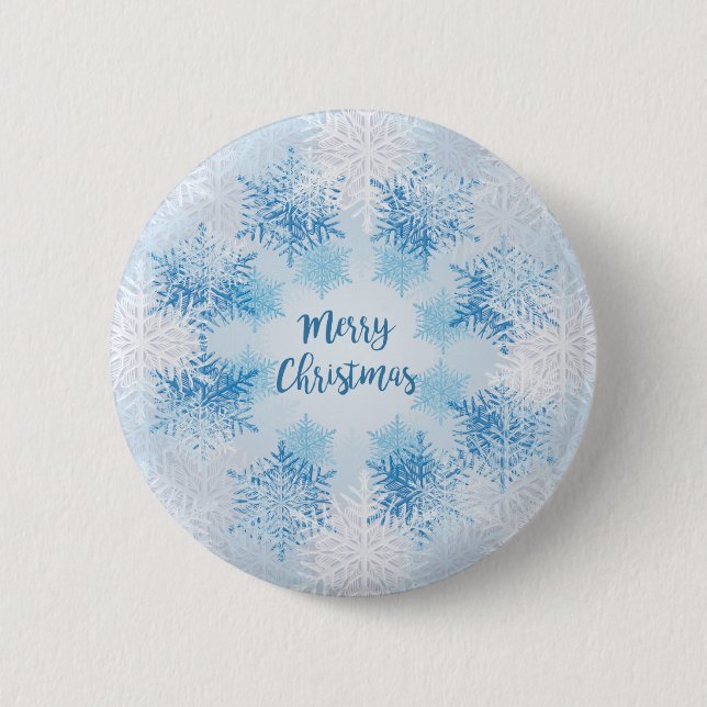 SHOW FLAKES PATTERN Merry Christmas 2 Inch Round Button (Front)