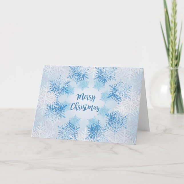 SHOW FLAKES PATTERN Merry Christmas Holiday Card (Front)