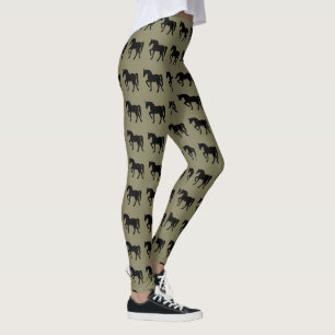 Show Horse Silhouette Olive and Black Leggings