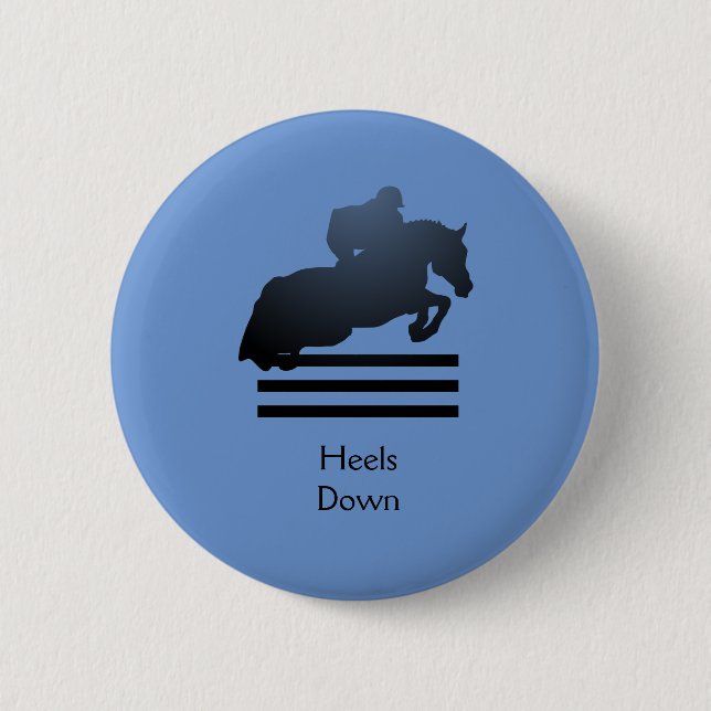  Show jumper clearing an obstacle.   2 Inch Round Button (Front)