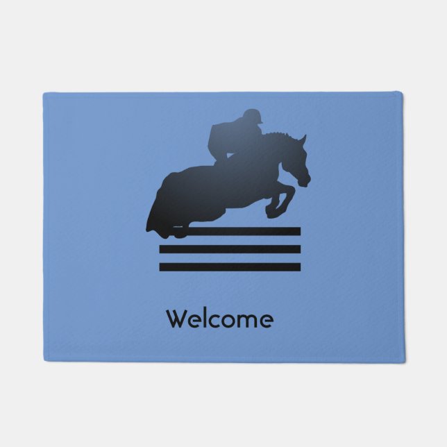  Show jumper clearing an obstacle.     Doormat (Front)