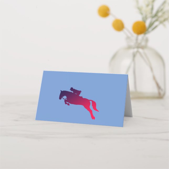 Show jumper clearing an obstacle.        Place Ca Card (Front)