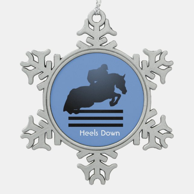  Show jumper clearing an obstacle.       Snowflake Pewter Christmas Ornament (Front)
