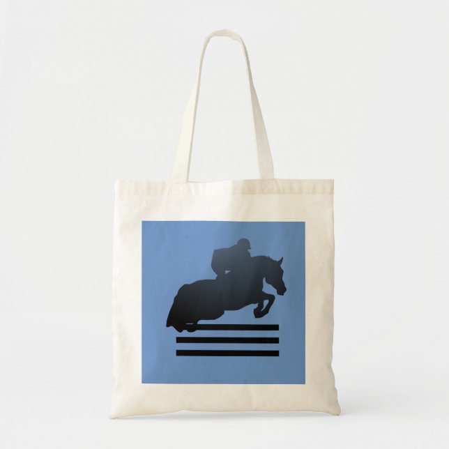  Show jumper clearing an obstacle.      Tote Bag (Front)