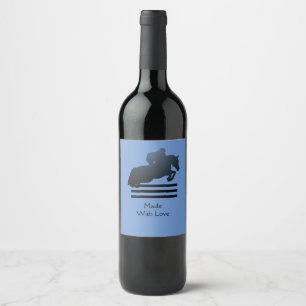  Show jumper clearing an obstacle.  Wine Label
