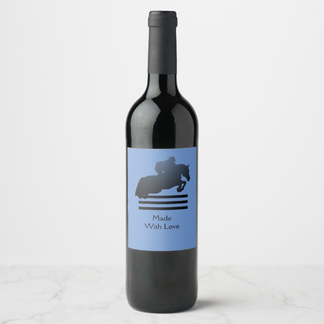  Show jumper clearing an obstacle.  Wine Label (Front)