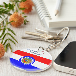 Show me Love Missouri w/ Initials Flag Patriotic  Keychain