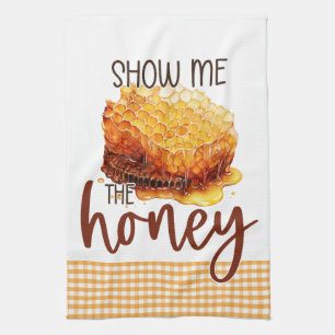 Show me the honey honeycomb yellow gingham kitchen towel