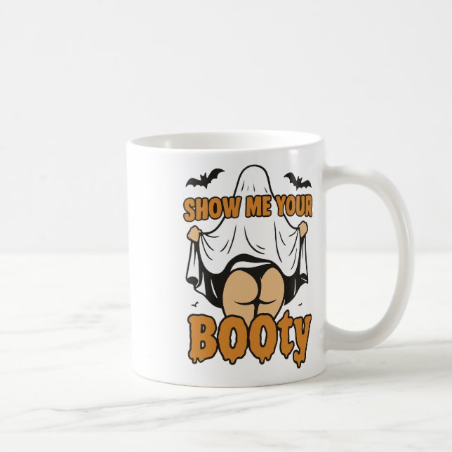 Show Me Your Booty Ghost Boo Retro Spooky Hallowee Coffee Mug (Right)