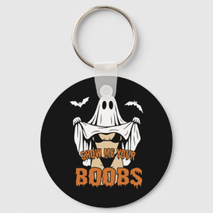 Show Me Your Breast Ghost Boo Retro Spooky Hallowe Keychain