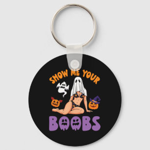 Show Me Your Breast Halloween Witch Pumpkin Ghost Keychain