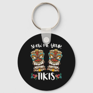 Show Me Your Tikis Hawaiian Tiki Mask Breast Aloha Keychain