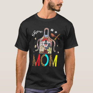 Show Mom Cow Leopard Floral Apron Cook Farmer Cow T-Shirt